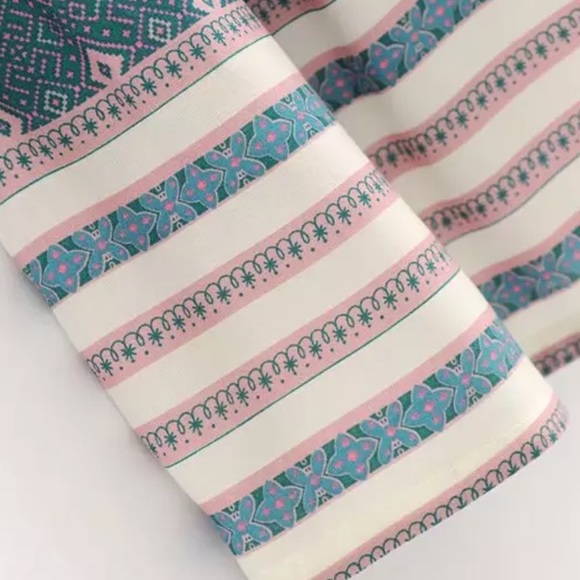 Bohemian Gypsy Print Kimono Maxi Dress Blue Cream - Picture 7 of 9